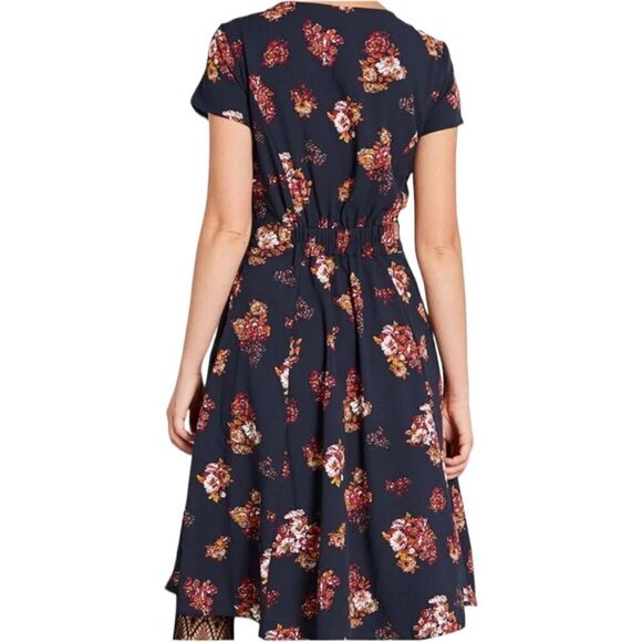 MODCLOTH Sentimental Special Retro 1940's Style Navy & Nutmeg Floral Dress L - Picture 8 of 10